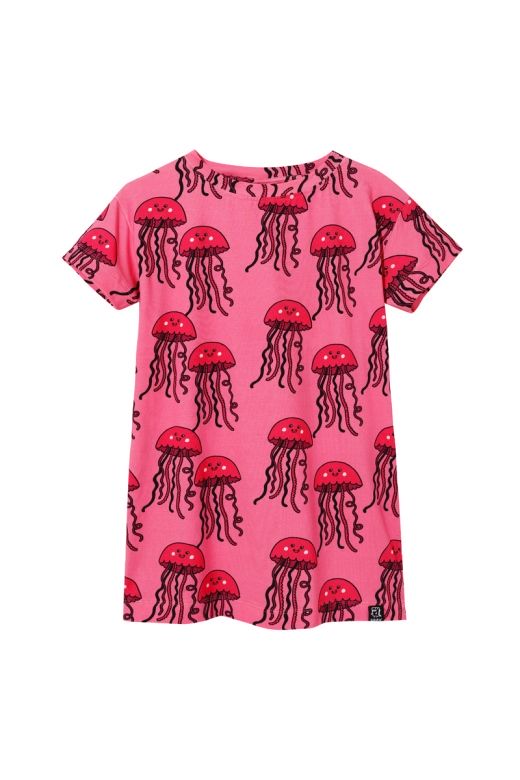 Sukienka w stylu t-shirt różowa w meduzy