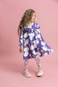 Sukienka "Pompom" fioletowa w łabędzie