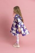 Sukienka "Pompom" fioletowa w łabędzie