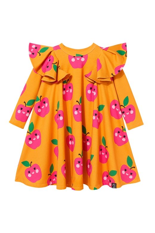 Sukienka "Pompom" pomarańczowa w jabłuszka
