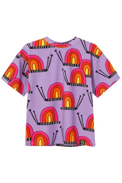T-shirt fioletowy w ślimaki