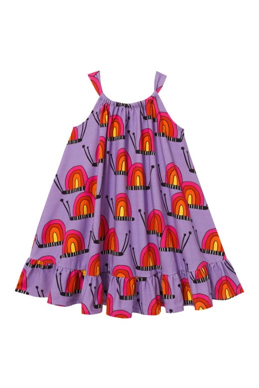Sukienka z kokardą fioletowa w ślimaki