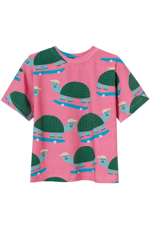 T-shirt różowy w żółwie