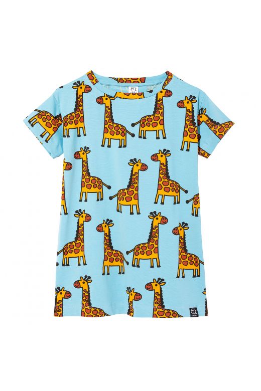 Blue giraffe t-dress