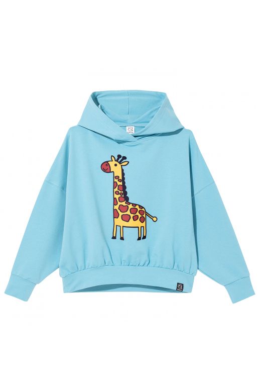 Oversized hoodie blue giraffe