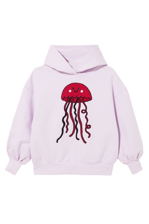Bluza z kapturem oversized fioletowa z meduzą