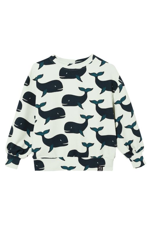 Bluza sweatshirt beżowa w wieloryby