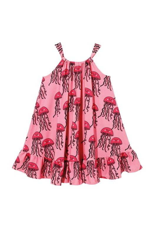 Różowa sukienka z kokardą w meduzy