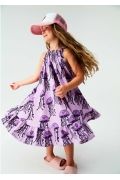 Fioletowa sukienka z kokardą w meduzy
